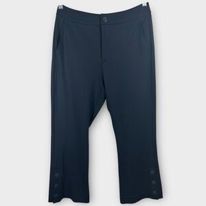 Cabi Keen Kick Flare Pants Women's 6 Navy Blue Ponte Knit‎ Ankle Crop Career